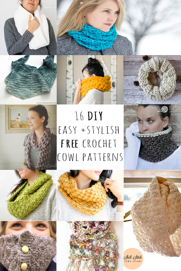 16 DIY easy + stylish free crochet cowl patterns - WearitCrochet